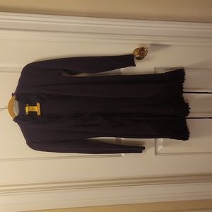 Catherine Malandrini Sm purple Cashmere fringed wrap sweater.